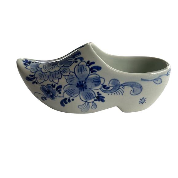 Vintage Delfts Holland Schoonhoven Delft Blue Floral Shoe Clog - Picture 3 of 7